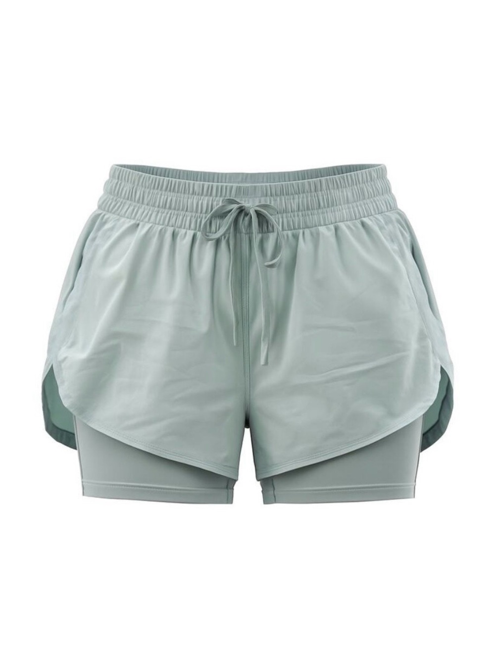 Spyder Green Layered Pull-On Tie Waist Women's Biker Sport Running Active Shorts